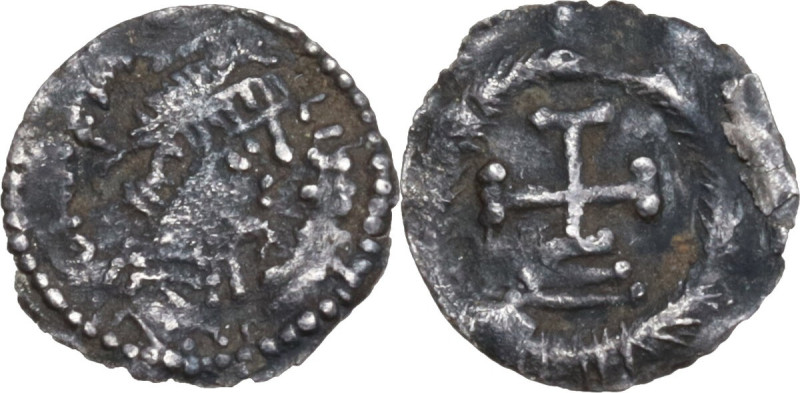 Lombardic Italy. The Interregnum (574/5-584/5). AR Quarter Siliqua imitating Tib...