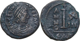 Justinian I (527-565). AE Decanummium, Carthage mint. Dated RY 13 (539/40). Obv. D N IVSTINI-ANVS P F AVG. Diademed, draped, and cuirassed bust right....