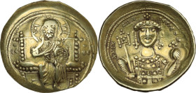 Michael VII Ducas (1071-1078). EL Histamenon Nomisma, Constantinople mint. Obv. Christ Pantokrator enthroned facing. Rev. Crowned facing bust of Micha...