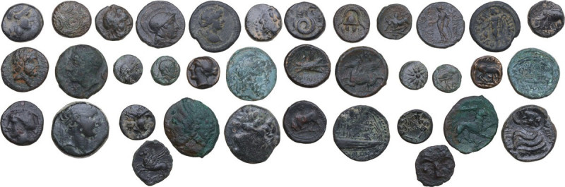 Greek World. Multiple lot of eighteen (18) unclassified AE Greek Coins.