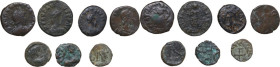 The Roman Empire. Multiple lot of seven (7) unclassified AE Late Roman coins. Interesting study lot.