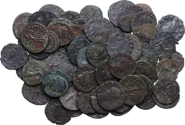 The Roman Empire. Multiple lot of seventy-eight (78) unclassified AE and BI coin...