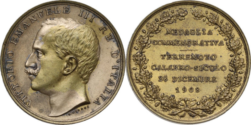 Vittorio Emanuele III (1900-1943). Medaglia commemorativa per il terremoto calab...