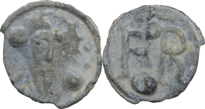 Leads from Ancient and Medieval World. PB Tessera. Medieval period, c. 10th-12th...