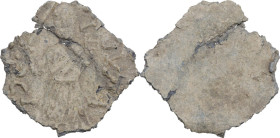 Leads from Ancient and Medieval World. PB Tessera. Medieval period, c. 10th-12th centuries AD. D/ Standing facing bearded man, holding sword in right ...