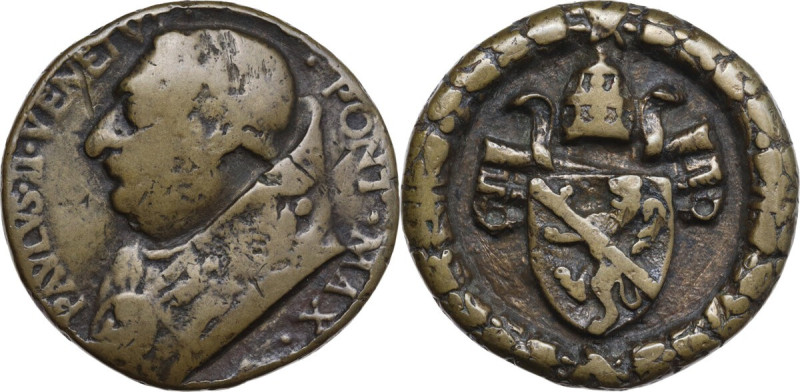 Paolo II (1464-1471), Pietro Barbo. Medaglia fusa. D/ PAVLVS II VENETVS PONT MAX...