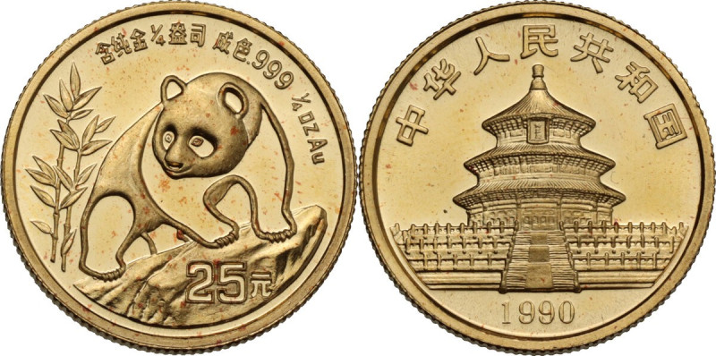 China. People's Republic. 25 Yuan 1990. KM 270. AV. 7.80 g. 22.00 mm. PROOF.