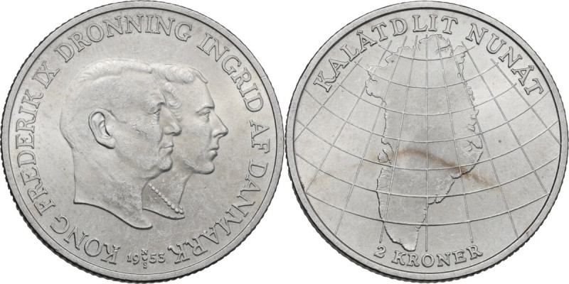 Denmark. 2 Kronen 1953. KM 844. AR. 15.02 g. 31.00 mm. EF.