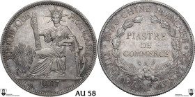 French Indochina. Third republic (1870-1940). Piastre 1907 A, Paris mint. KM 5a.1; Lec. 290. AR. 26.95 g. 39.00 mm. Encapsulated by Classical Coin Gra...