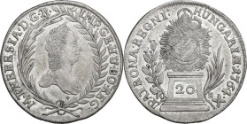 Hungary. Maria Theresia (1740-1780). 20 Kreuzer, 1764, Kremnitz mint. KM 366.1. AR. 6.62 g. 28.00 mm. VF.