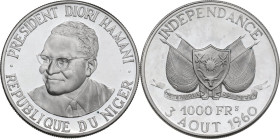 Niger. AR 1000 Francs CFA 1960. KM 6. AR. 19.95 g. 36.00 mm. PROOF.
