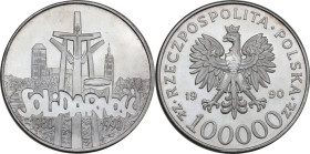 Poland. 100000 Zlotych, 10th Anniversary of Solidarnosc, 1990. KM 196.1. AR. 40.00 g. 39.00 mm. PROOF.