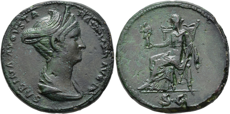 ROMAN EMPIRE. SABINA. Sestertius. Rome (128-129). Diademed and draped bust right...