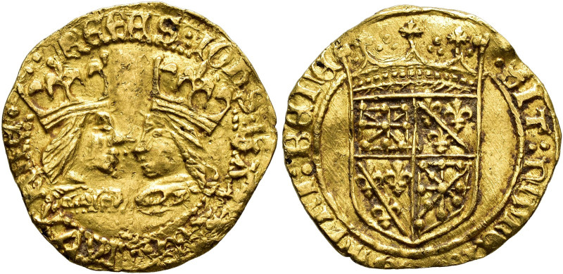 KINGDOM OF NAVARRA. JOHN III AND CATHERINE. Ducat. No mint mark. IOnS KA(TREA) N...