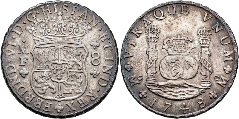 FERDINAND VI. 8 reales. 1748. Mexico. MF. AR 26.89 g. 38.7 mm. VI-356; AC-471. N...