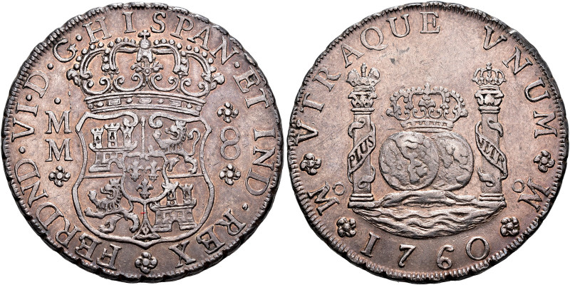 FERDINAND VI. 8 reales. 1760. Mexico. MM. AR 27.25 g. 38.4 mm. VI-371; AC-497. G...