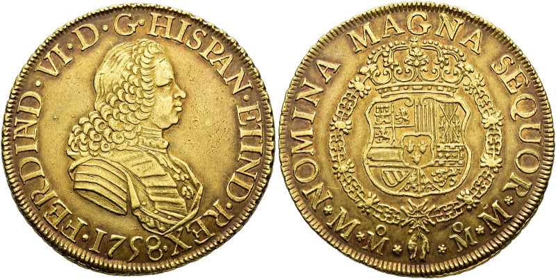 FERDINAND VI. 8 escudos. 1758. Mexico. MM. AU 27 g. 36 mm. VI-608; AC-794. Light...