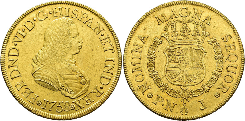 FERDINAND VI. 8 escudos. 1758. Popayán. J. AU 26.87 g. 37.5 mm. VI-628; AC-796. ...