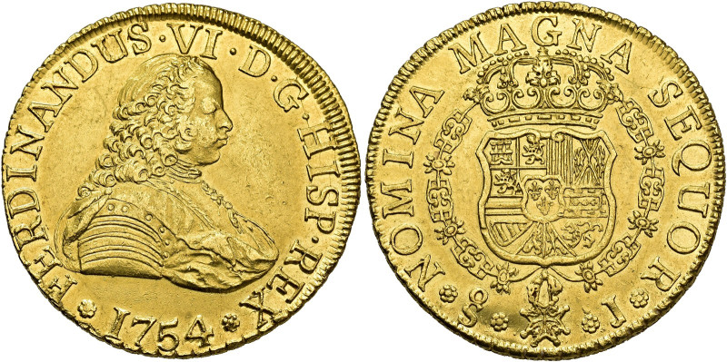 FERDINAND VI. 8 escudos. 1754. Santiago. J. AU 26.94 g. 34 mm. VI-635; AC-829. T...