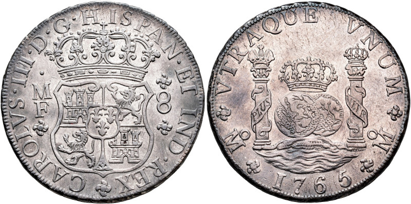 CHARLES III. 8 reales. 1765. Mexico. MF. AR 26.88 g. 38.4 mm. VI-923; AC-1088. M...