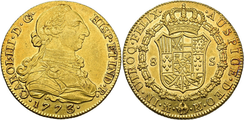 CHARLES III. 8 escudos. 1773. Madrid. PJ. AU 26.96 g. 35.7 mm. VI-1620; AC-1958....