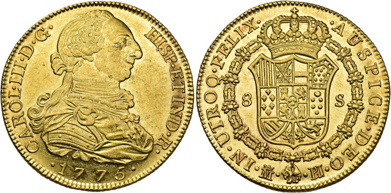 CHARLES III. 8 escudos. 1775. Madrid. PJ. AU 27.05 g. 37 mm. VI-1622; AC-1961. M...