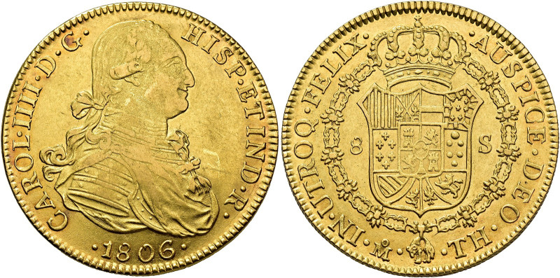 CHARLES IV. 8 escudos. 1806. Mexico. TH. AU 26.99 g. 37.2 mm. VI-1343; AC-1651. ...