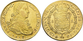 FERDINAND VII. 8 escudos. 1810. Mexico. HJ. AU 26.95 g. 36.6 mm. VI-1483; AC-1783. Traces of original luster. VF+/EF-. / FERNANDO VII. 8 escudos. 1810...