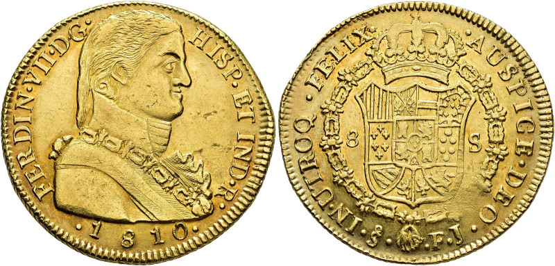 FERDINAND VII. 8 escudos. 1810. Santiago. FJ. AU 26.71 g. 37.1 mm. VI-1534; AC-1...