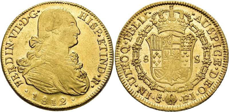 FERDINAND VII. 8 escudos. 1812. Santiago. FJ. AU 26.87 g. 37.1 mm. VI-1538; AC-1...