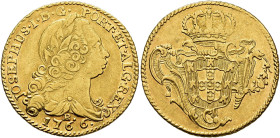 WORLD COINS. BRAZIL. Joseph I. 3200 reis (1/2 peça). 1766. Rio de Janeiro. AU 7.31 g. 25 mm. Go-52.04; KM-183. 2. Traces of original luster. VF+/ EF-....
