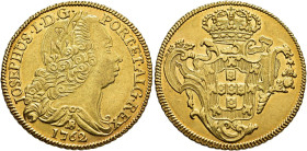 WORLD COINS. BRAZIL. Joseph I. 6400 reis (peça). 1762. Bahia. AU 14.18 g. 31.6 mm. Go-54.13; KM-172. 1. Traces of original luster. EF. Rare. / MONEDA ...