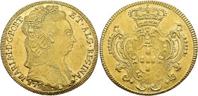 WORLD COINS. BRAZIL. Maria I. 6400 reis (peça). 1791. Bahia. AU 14.35 g. 32.1 mm. Go-32.01; KM-226. 2. Weakly struck on reverse. Original luster. EF. ...
