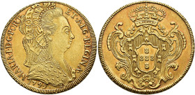 WORLD COINS. BRAZIL. Maria I. 6400 reis (peça). 1799. Bahia. AU 14.33 g. 31.3 mm. Go-32.07; KM-226. 2. Reddish patina. EF. / MONEDA EXTRANJERA. BRASIL...