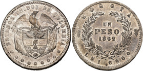 WORLD COINS. COLOMBIA. Peso. 1862. Bogotá. AR 24.96 g. 37 mm. KM-139.1. Traces of original luster. EF-. / MONEDA EXTRANJERA. COLOMBIA. Peso. 1862. Bog...