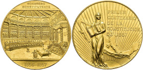 WORLD COINS. MEXICO. Medal (1957). First centenary of the 1857 Constitution. AU 41.7 g. 37 mm. Original luster. Unc. / MONEDA EXTRANJERA. MÉXICO. Meda...