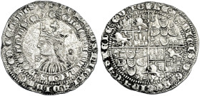 WORLD COINS. PORTUGAL. BEATRICE OF PORTUGAL. Real. Santarém (1384). Crowned bust of Beatrice, with S-A on the sides, surrounded by a religious legend ...