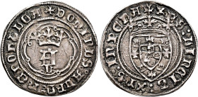 WORLD COINS. PORTUGAL. ALFONSO V. Leal. Lisbon. DOMINUS: ALFQ: RE PORTUGA. XPS: VINCIT: XPS: INPERA. AR 2.6 g. 27.3 mm. Go-22.07. Scratches on obverse...