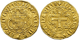 WORLD COINS. PORTUGAL. JOHN II. Cruzado. Lisbon. IOANES: II: R: RP: ER: A: D: GVINE. Similar on obverse. AU 3.55 g. 22.3 mm. Go-23.08. EF-. Scarce. / ...
