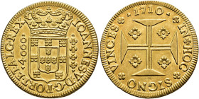 WORLD COINS. PORTUGAL. John V. 4000 reis. 1710. Lisbon. AU 10.66 g. 28.7 mm. Go-98.04. Original luster. EF. / MONEDA EXTRANJERA. PORTUGAL. JUAN V. 400...