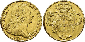 WORLD COINS. PORTUGAL. Joseph I. 6400 reis (peça). 1755. Lisbon. AU 14.37 g. 31.1 mm. Go-53.06. KM-240. Slight adjustment lines on obverse. Traces of ...