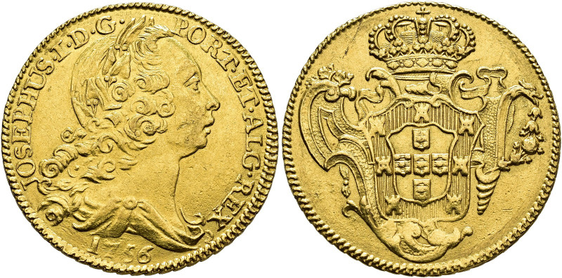 WORLD COINS. PORTUGAL. Joseph I. 6400 reis (peça). 1756. Lisbon. AU 14.23 g. 30....