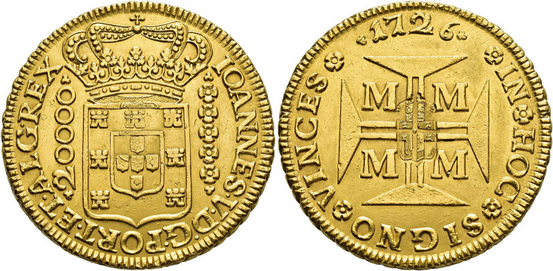 WORLD COINS. PORTUGAL. MARIA II. 30000 reis (4 cruzados dobrao). 1847. Shield co...