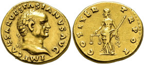 COLLECTION OF IMPERIAL AUREI. VESPASIAN. Aureus. Rome (70 AD). Laureate head right. IMP CAESAR VESPASIANVS AVG. Rev. Aequitas with weighing scale and ...