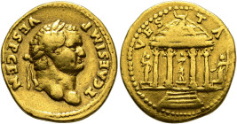 COLLECTION OF IMPERIAL AUREI. TITUS (under Vespasian). Aureus. Rome (73 AD). Laureate head right; T CAES IMP VESP CEN. Rev. Temple of Vesta with a sta...
