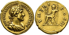 COLLECTION OF IMPERIAL AUREI. HADRIAN. Aureus. Rome (121-123). Laureate, draped and cuirassed bust right; IMP CAESAR TRAIAN HADRIANVS AVG. Roma seated...