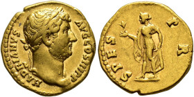 COLLECTION OF IMPERIAL AUREI. HADRIAN. Aureus. Rome (137-138). Laureate head right; HADRIANVS AVG COS III P P. Rev. Spes with flower and holding up he...