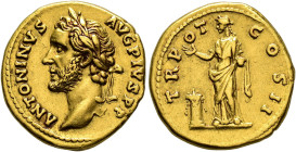 COLLECTION OF IMPERIAL AUREI. ANTONINUS PIUS. Aureus. Rome (139). Laureate head left; ANTONINVS AVG PIVS P P. Rev. Pietas with incense box to her left...