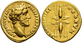 COLLECTION OF IMPERIAL AUREI. ANTONINUS PIUS. Aureus. Rome (140-143). Laureate head right. ANTONINVS AVG PIVS P P TR P COS III. Rev. Thunderbolt. PROV...