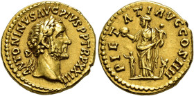 COLLECTION OF IMPERIAL AUREI. ANTONINUS PIUS. Aureus. Rome (159-160). Laureate head right. ANTONINVS AVG PIVS P P TR XXIII. Rev. Pietas with a globe a...
